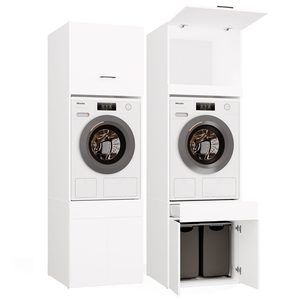 Bathroom cabinet for washing machine POLA TWIN 1S with extension white