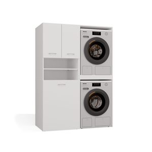 Bathroom set POLA TWIN 64 white built-in washing machine and dryer post with