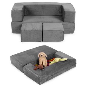 Sofa modułowa składana dla dzieci DIY 4 miękkie poduchy – szara