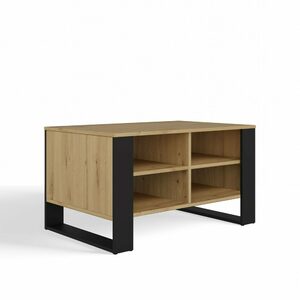Coffee table Modern 4P oak artisan / black 90×58 cm
