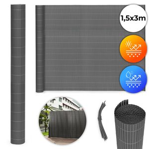 Dwustronna mata bambusowa 150×300 cm na balkon taras ogrodzenie antracyt
