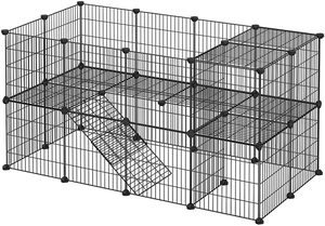 Modular playpen for small animals 2 levels black
