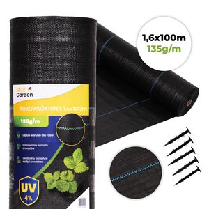 Anti-weed agrotextile 135g, black, 1.6m x 100m, permeable