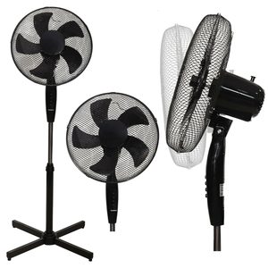 Wentylator stojący 45W 3 tryby pracy 5 łopatek, czarny, wysokość 110-130cm