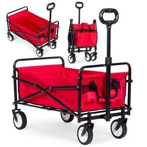 Wózek plażowy transportowy ogrodowy składany czerwony 48×90 cm