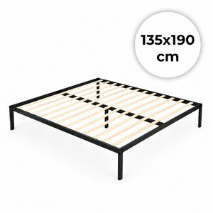 Metal bed 135×190 cm black minimalist – czarny · 135x190 · bez wezgłowia