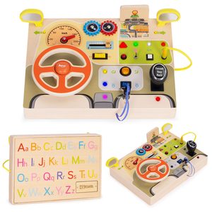 Drewniana tablica manipulacyjna LED sensoryczna dla dzieci panel edukacyjny