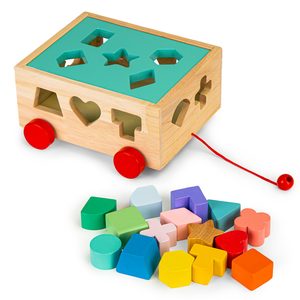 Wooden trolley sorter with blocks ECOTOYS +3 years