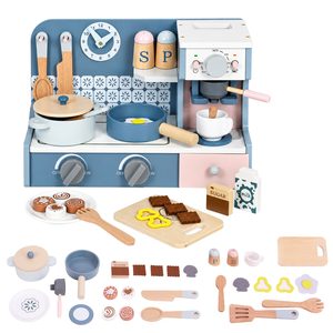 Wooden mini kitchen for children ECOTOYS with coffee machine and 27