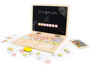 Drewniany laptop edukacyjny z tablicą magnetyczną dla dzieci