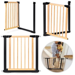 Safety barrier gate 74-80 cm for stairs and doors metal wood