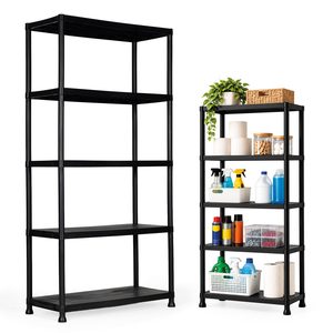 ModernHome 5-Tier Utility Shelving Unit, Black, 35 kg Per Shelf