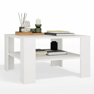 Coffee table SQUARE white with shelf under the countertop