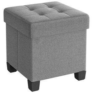 Pouf with storage grey 37l quilted MDF metal
