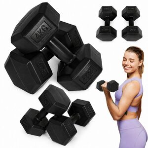 Hantle sześciokątne zestaw 2×4 kg ciężarki do ćwiczeń obciążniki fitness czarne