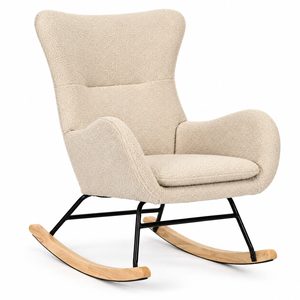 Rocking chair wingback chair ModernHome fabric boucle cream