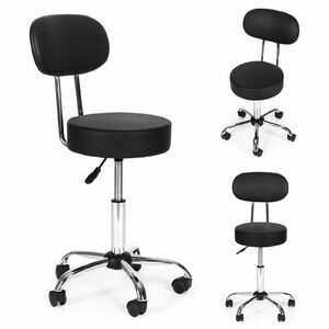 Swivel stool with backrest cosmetic medical chair adjustable black