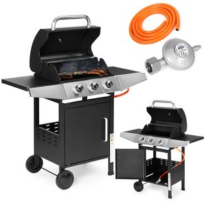 Grill gazowy ogrodowy 10.2 kW duży ruszt 3 palniki termometr reduktor