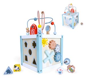 Drewniana kostka edukacyjna sorter +klocki