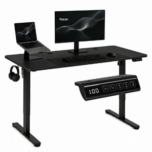 Electric desk 140×60 cm, adjustable 72-118 cm, black, chipboard – czarne · 140x60