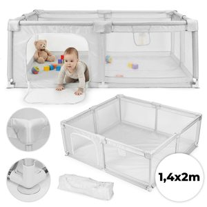 Playpen for children 140×200 cm dry pool square toys grey bag ECOTOYS