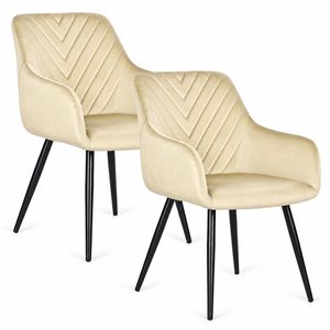 Set of 2 Velvet Upholstered Chairs ModernHome beige