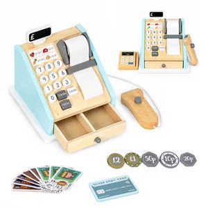 Wooden cash register for children ECOTOYS, fun in the store, 3+ years old