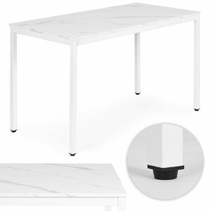 Stół do kuchni jadalni dla 4-5 osób biurko komputerowe 120×60 cm biały marmur