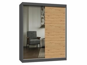 Szafa przesuwna IGA 160 z lustrem – antracyt / dąb artisan · z lustrem