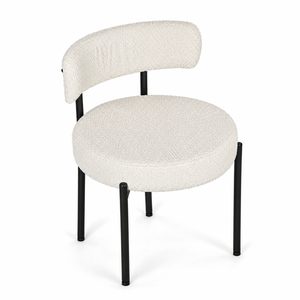 Krzesło tapicerowane boucle białe ModernHome z czarnymi nogami