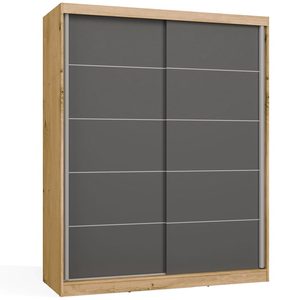 Sliding wardrobe IGA 160 cm, artisan oak, anthracite, muntins