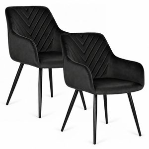 Set of 2 Velvet Upholstered Chairs ModernHome black