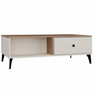 Coffee table POINT 2S 110, cashmere body and fronts, castello oak top