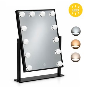 LED Makeup Mirror ModernHome 30×40 cm, 12 bulbs, 3 light colors