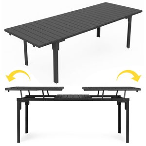 Stół ogrodowy rozkładany 180-240 cm do 12 os. stal HDPE szary