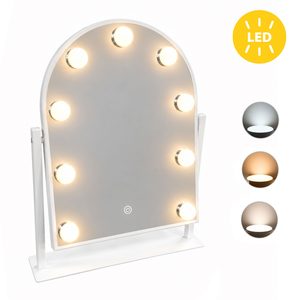 LED Makeup Mirror ModernHome 30×40 cm, 9 bulbs, 3 light colors