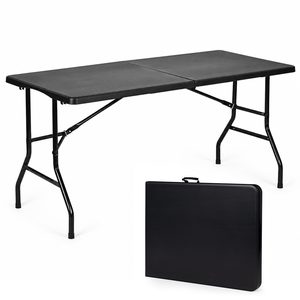 Catering garden table 153×70 cm, black, foldable, HDPE, 150 kg