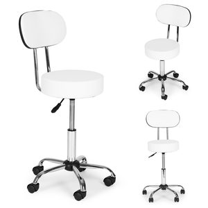 Cosmetic chair ModernHome PVC leather, metal (chrome base white