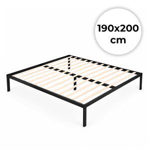 Metal bed 190×200 cm black minimalist – czarny · 190x200 · bez wezgłowia