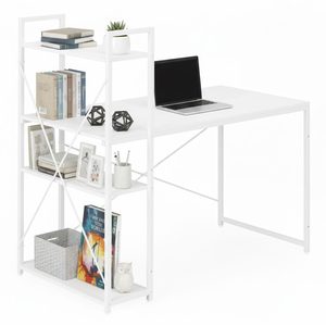 Biurko komputerowe szkolne 120×60 cm regał z 3 półkami białe