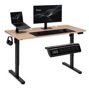 Electric desk 140×60 cm, adjustable 72-118 cm, chipboard, 70 kg – 140x60 · jasny dąb