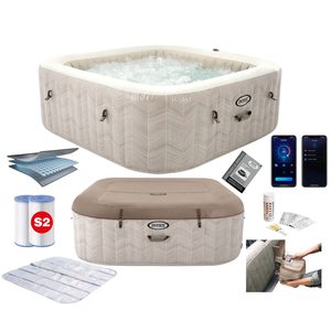 Nadmuchiwane SPA kwadratowe basen z hydromasażem 6 os. 196×71 cm akcesoria