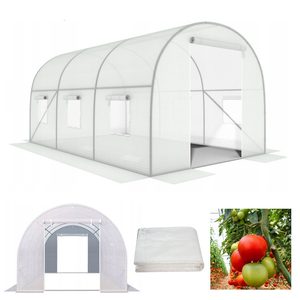 Tunel ogrodowy 3x2x2 m foliowy wielosezonowy metalowy stelaż biała folia 2 wejścia
