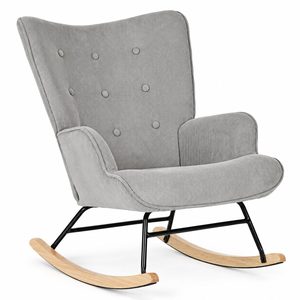 Fotel bujany uszak sztruks szary ModernHome