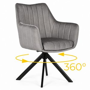 Upholstered swivel chair velour beige ModernHome