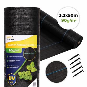 Agrotextília 90 g čierna proti burine rohož 3,2 x 50 m + kolíky MultiGarden