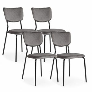 Set of 4 Velvet Chairs ModernHome dark grey