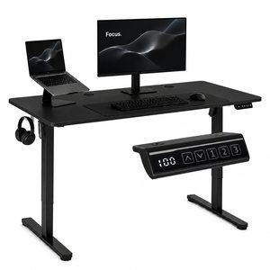 Biurko elektryczne 120×60 cm, regulacja 72-118 cm, czarne, 70 kg, ciche – czarne · 120x60