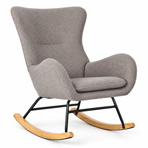 Fotel bujany uszak ModernHome tkanina boucle szary