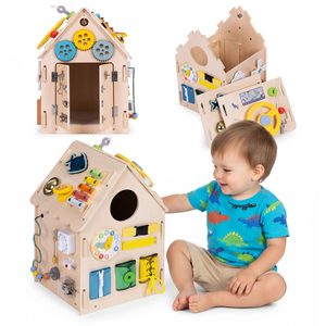 Drewniany domek manipulacyjny dla dzieci panel edukacyjny XXL 30 elementów